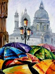 Розпис по номерах 40х50 КНО2136 Яскраві парасольки "Ідейка"