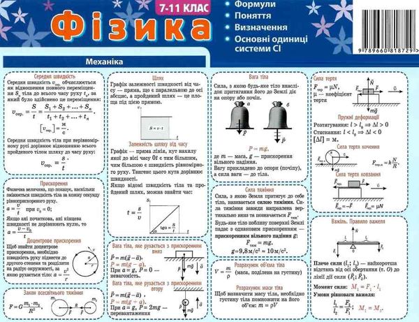 картонка-підказка фізика 7-11 клас Ціна (цена) 8.90грн. | придбати  купити (купить) картонка-підказка фізика 7-11 клас доставка по Украине, купить книгу, детские игрушки, компакт диски 1