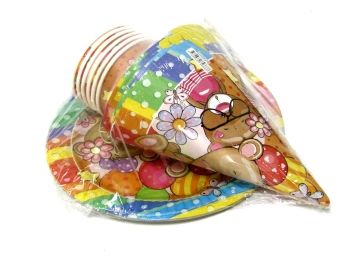 набор для дня рождения   Bear (колпаки + тарелки + стаканчики )  "Джамбі" набор для дня рождения   Bear (колпаки + тарелки + стаканчики )  "Джамбі"