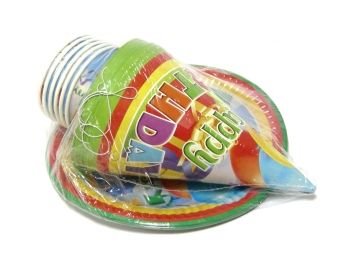 набор для дня рождения   Happy Birthday (колпаки + тарелки + стаканчики )  "Джа набор для дня рождения   Happy Birthday (колпаки + тарелки + стаканчики )  "Джа