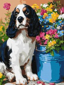 Розпис по номерах 30х40 КНО6672 Милий спанієль "Ідейка"