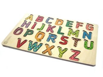 дерев'яні пазли абетка англійська кольорова артикул 119343 дерев'яні пазли абетка англійська кольорова артикул 119343