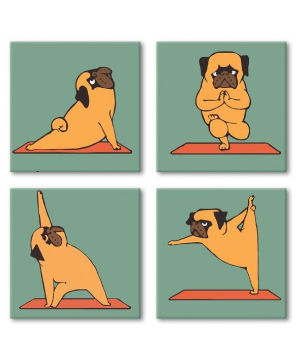 Розпис по номерах 18х18 4шт KNP012 Yoga-dog Ідейка Ціна (цена) 250.50грн. | придбати  купити (купить) Розпис по номерах 18х18 4шт KNP012 Yoga-dog Ідейка доставка по Украине, купить книгу, детские игрушки, компакт диски 1