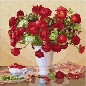 Розпис по номерах 40х40 КНО3109 Багряний букет "Ідейка"