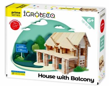 Конструктор деревяний Будиночок з балконом 136 деталей 900248