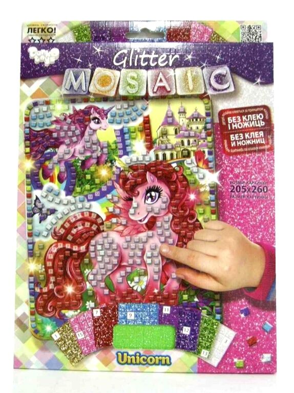 блискуча мозаїка Glitter mosaic БМ-03-08 Unicorn Ціна (цена) 59.10грн. | придбати  купити (купить) блискуча мозаїка Glitter mosaic БМ-03-08 Unicorn доставка по Украине, купить книгу, детские игрушки, компакт диски 1