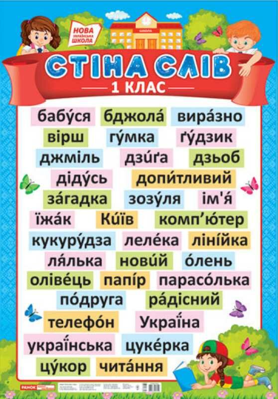 плакат стіна слів 1 клас Ціна (цена) 37.60грн. | придбати  купити (купить) плакат стіна слів 1 клас доставка по Украине, купить книгу, детские игрушки, компакт диски 0