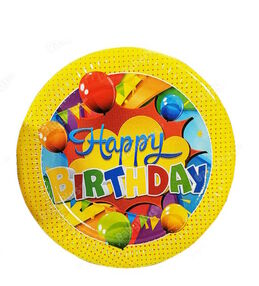 набор для дня рождения   Happy Birthday (жовтий) (тарілки 10шт)  "Джамбі"