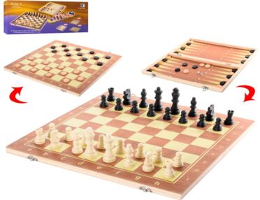 Шахи 3 в 1 деревяні QP002