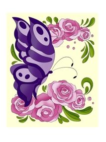ИД Розпис по полотну 25*35 7156 Метелик у трояндах "Ідейка"