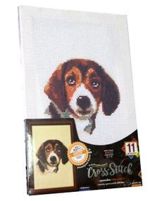 вишивка на канві на деревяному підрамнику щенок VKB-02-03