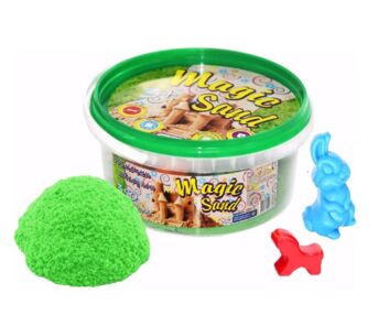 Кінетичний пісок Magic Sand 350г в відрі зелений з формочками 370-5