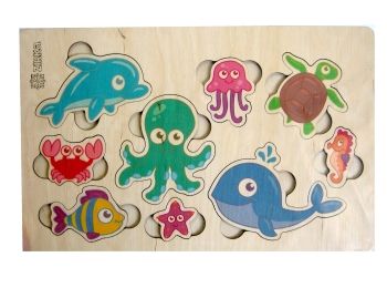 Дерев'яні пазл Морські мешканці (кольорові)