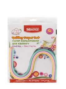 папір для квілінгу пастель 6 кольорів 96 смужок     розмір  5ммх420міліметрів а