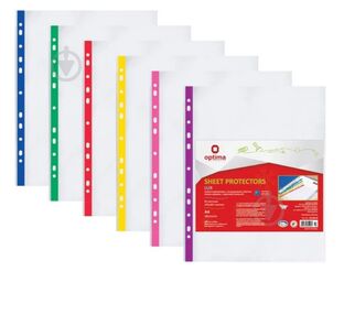 файл 100 штук  40мкр стрічка в асортименті формат А-4    "Optima" стрічка в асортименті