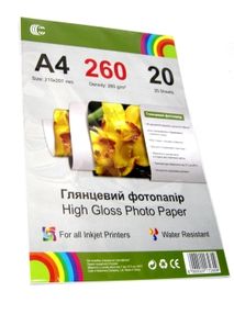 фотопапір глянц 20 аркушів формат А4/260 г/м Color-lt