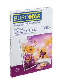 плівка для ламінування а4 / 75 мкр bm.7722 100 аркушів 216х303 мм "Buromax"