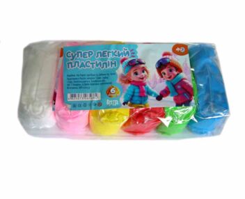 супер легкий пластилін 6 кольорів зі стеками 210 грам супер легкий пластилін 6 кольорів зі стеками 210 грам