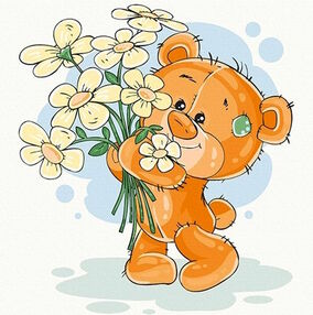 Розпис по номерах 30х30 15529-АС Ведмежа з квітками "Art Craft" арт крафт