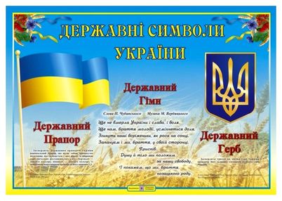 плакат державні символи україни    формат В2 плакат державні символи україни    формат В2