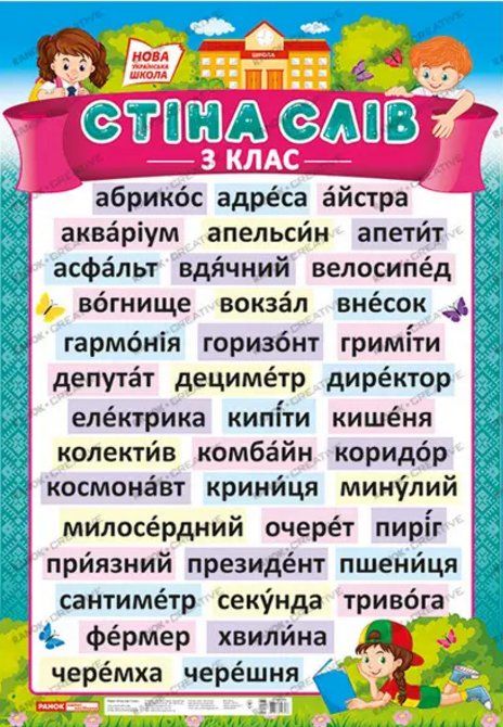 плакат стіна слів 3 клас Ціна (цена) 37.60грн. | придбати  купити (купить) плакат стіна слів 3 клас доставка по Украине, купить книгу, детские игрушки, компакт диски 0