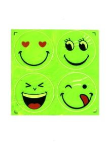 наліпки світовідбиваючі смайл 4 штуки на листі 7 см