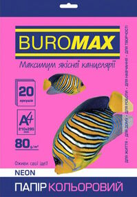 ПАПІР КОЛЬОРОВИЙ А4/80 20АРК Neon малиновий Buromax BM.2721520-29