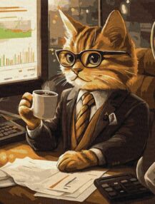 Розпис по номерах 30х40 КНО6682 Кіт бізнесмен "Ідейка"