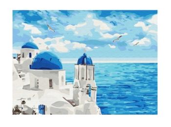 набір розпису по номерам хмари санторіні розмір 40х50  артикул bs29448 brushme Брашми