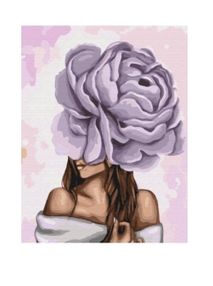 Розпис по номерах 40х50 GX37546 Дама з фіолетовим піоном brushme Брашми
