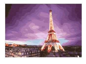 набір розпису по номерам ейфелева вежа на заході розмір 40х50  артикул GX28710 brushme Брашми