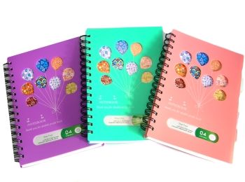 блокнот а5 120 листов пластиковая обложка на пружине в клетку    на 4 разделите