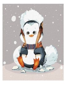 Розпис по номерах 25х25 КНО2372 Маленький пінгвінчик "Ідейка"