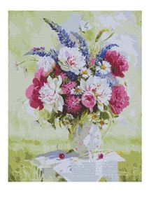 Розпис по номерах 40х50 КНО3187 Натюрморт з півоніями і люпинами "Ідейка"