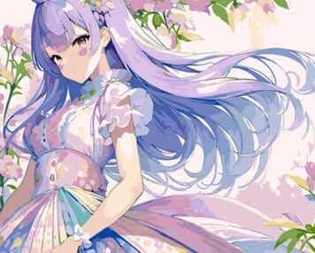 Розпис по номерах 40х50 MZ044 Аніме весняного відтінку на кольоровому фоні "Strateg"