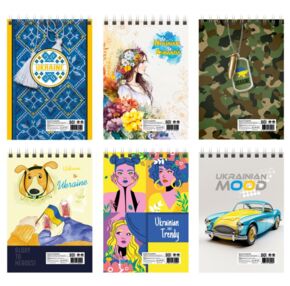 Блокнот А5 80 аркушів лак зверху пружина Патріотичні